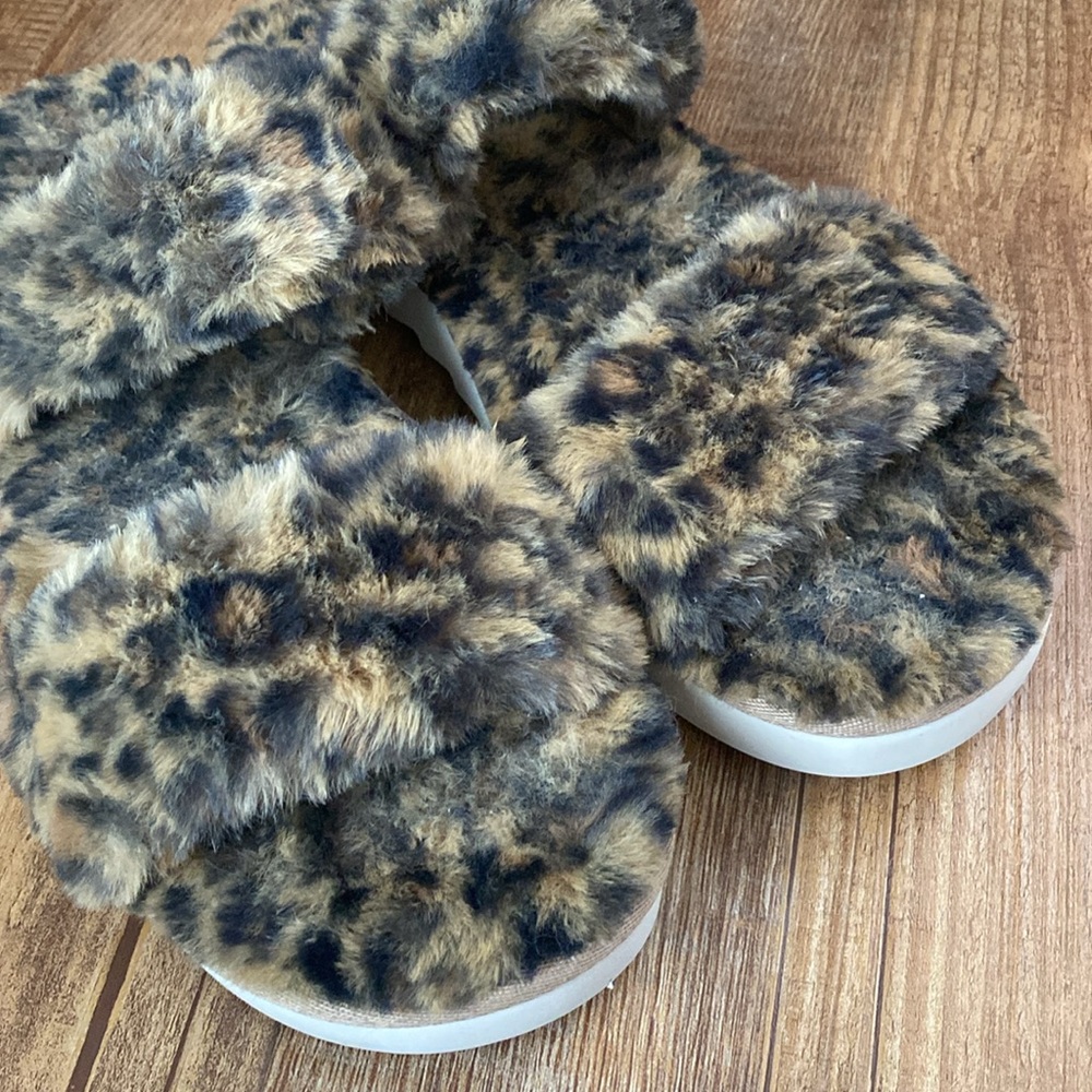 Koolaburra by UGG furr- Ah Cheetah brown & black Faux-Fur Slide Slippers size 11 - Picture 6 of 9